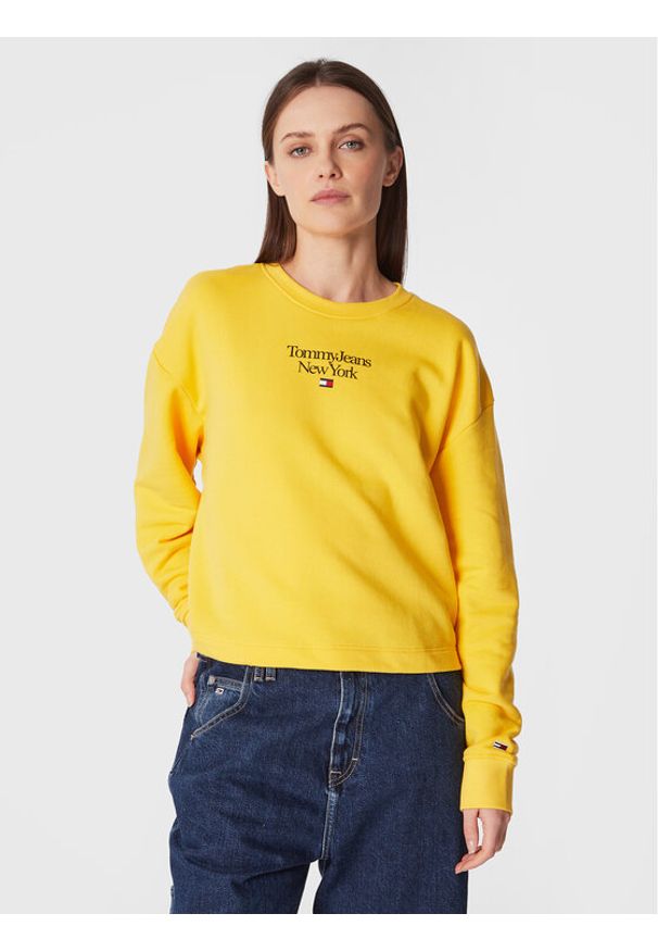 Tommy Jeans Bluza Essential DW0DW14851 Żółty Regular Fit. Kolor: żółty. Materiał: bawełna, syntetyk