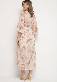 Born2be - Beżowa Bawełniana Sukienka Kopertowa o Asymetrycznym Kroju z Wiązanym Paskiem Niteira. Okazja: na co dzień, na randkę. Typ kołnierza: dekolt w kształcie V. Kolor: beżowy. Materiał: bawełna. Typ sukienki: kopertowe, asymetryczne. Styl: casual #4