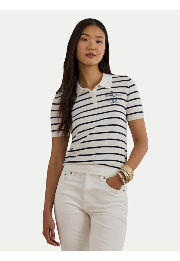 Lauren Ralph Lauren - LAUREN RALPH LAUREN Polo 200P03506001 Biały Slim Fit. Typ kołnierza: polo. Kolor: biały. Materiał: bawełna