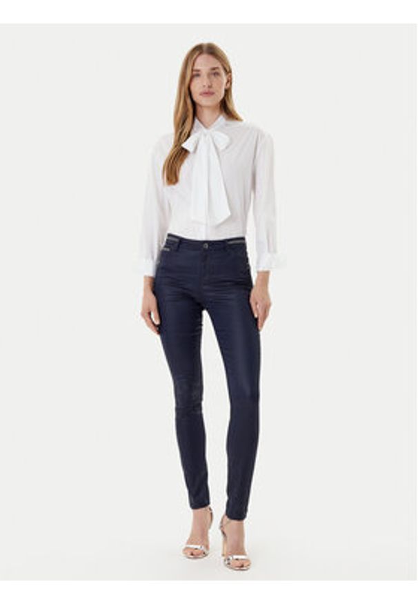 Morgan Spodnie materiałowe 212-PALONA Granatowy Slim Fit. Kolor: niebieski. Materiał: bawełna