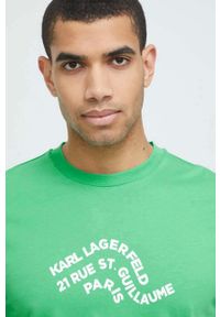 Karl Lagerfeld t-shirt bawełniany kolor turkusowy wzorzysty. Kolor: zielony. Materiał: bawełna. Długość rękawa: krótki rękaw. Długość: krótkie #5