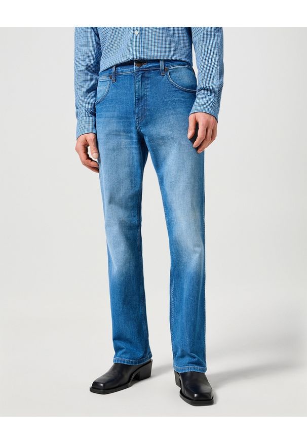Wrangler - WRANGLER MĘSKIE SPODNIE JEANSOWE WRANGLER HORIZON PRAIRIE BLUE 112356832. Okazja: na co dzień. Stan: podwyższony. Styl: klasyczny, casual