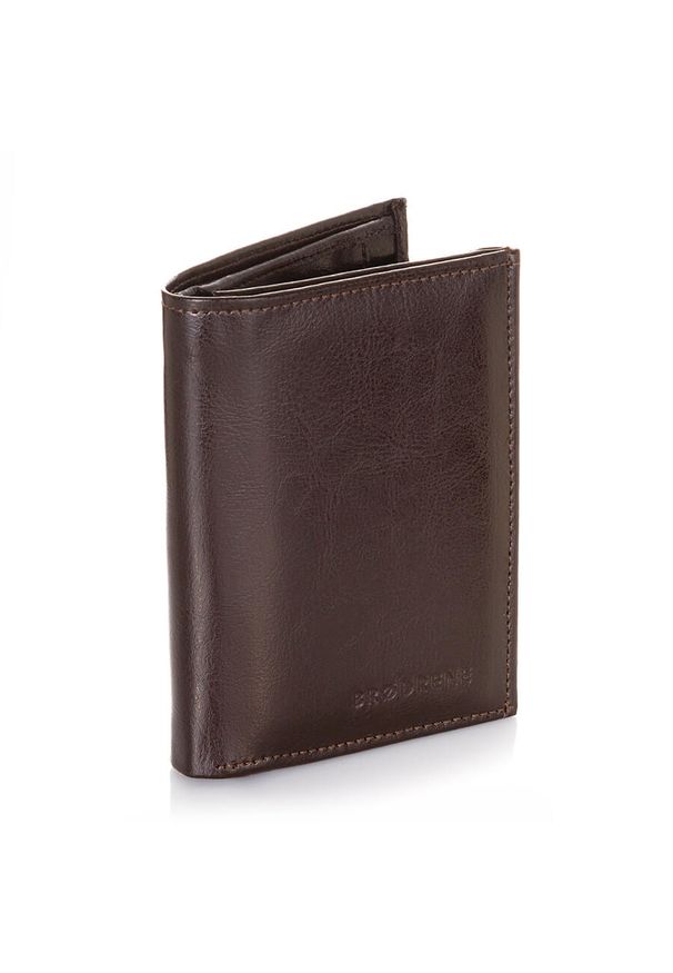 BRODRENE - Skórzany portfel męski Brodrene A-01 brązowy. Kolor: brązowy. Materiał: skóra