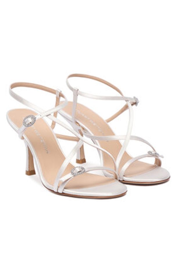 Stuart Weitzman Sandały Kensington Strappy Sandal 85 SN109 Kremowy. Kolor: kremowy. Materiał: materiał