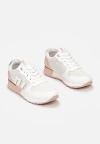 Renee - Biało-Różowe Sneakersy Orsea. Zapięcie: sznurówki. Kolor: biały. Materiał: syntetyk, materiał, nubuk. Szerokość cholewki: normalna. Wzór: aplikacja #5