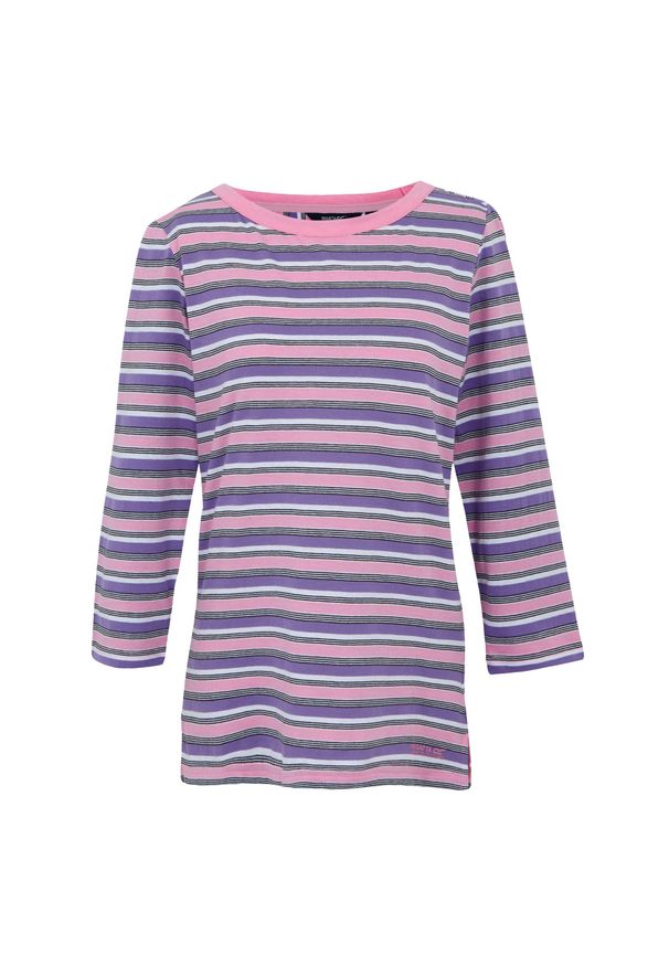Regatta - T-shirt Damski W Paski Baylette II. Kolor: różowy. Wzór: paski. Sport: turystyka piesza