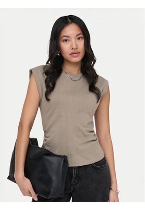 only - ONLY T-Shirt Marie 15372452 Szary Regular Fit. Kolor: szary. Materiał: bawełna