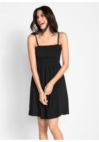 bonprix - Sukienka dżersejowa z czystej bawełny organicznej. Kolor: czarny. Materiał: jersey, bawełna. Długość rękawa: na ramiączkach #1