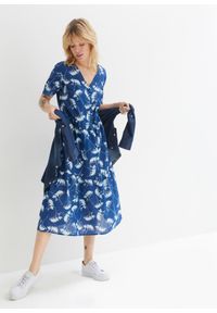 bonprix - Sukienka tunikowa midi. Kolor: niebieski. Długość: midi #1