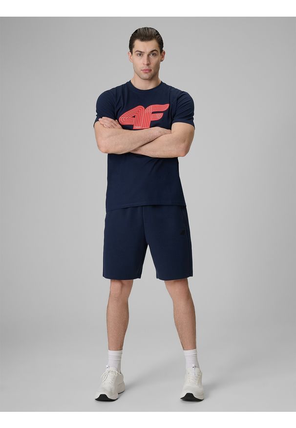 4f - 4F Spodenki dresowe męskie - granatowe XXL. Kolor: niebieski. Materiał: dresówka