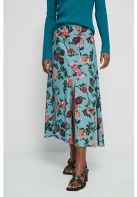 medicine - Medicine spódnica kolor turkusowy maxi rozkloszowana. Kolor: turkusowy. Materiał: tkanina