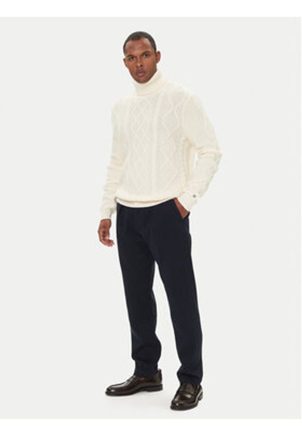 TOMMY HILFIGER - Tommy Hilfiger Golf MW0MW40914 Écru Regular Fit. Typ kołnierza: golf. Materiał: wełna