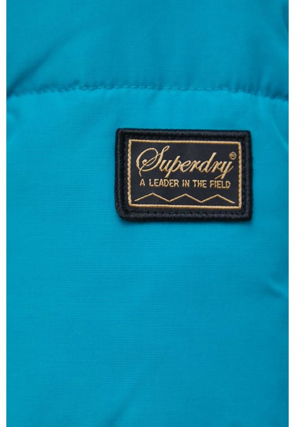 Superdry Kurtka damska zimowa. Okazja: na co dzień. Kolor: turkusowy. Materiał: materiał. Sezon: zima. Styl: casual
