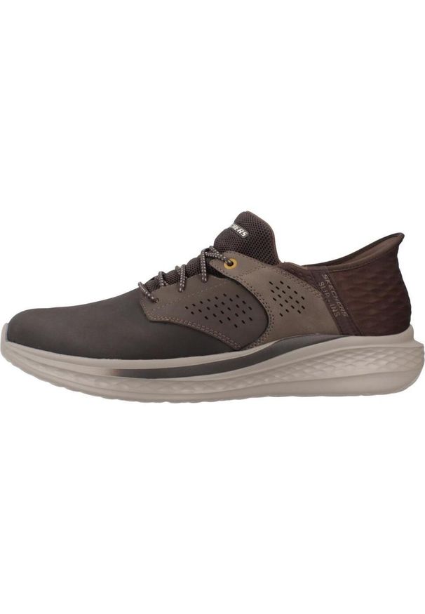 skechers - Buty sportowe Sneakersy męskie, Slip-Ins: Slade - Macklin. Kolor: brązowy. Model: Skechers Sport. Sport: turystyka piesza