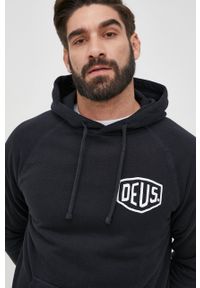 Deus Ex Machina bluza bawełniana męska kolor czarny z kapturem z nadrukiem. Typ kołnierza: kaptur. Kolor: czarny. Materiał: bawełna. Długość rękawa: raglanowy rękaw. Wzór: nadruk #2