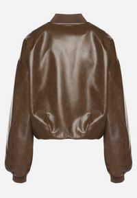 Born2be - Brązowa Kurtka z Wiskozą w Stylu Bomberki z Ekoskóry Nanisiela. Okazja: na co dzień. Kolor: brązowy. Materiał: wiskoza. Styl: casual #6