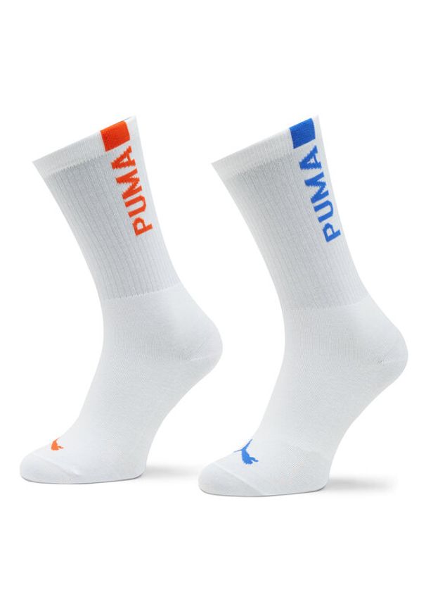 Puma Zestaw 2 par wysokich skarpet damskich Women Slouch Sock 2P 938005 Biały. Kolor: biały. Materiał: materiał, bawełna