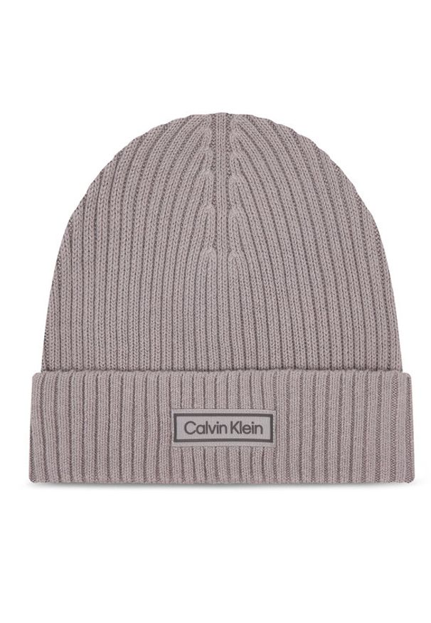 Calvin Klein Czapka Patch Chunky LV04D8053G Szary. Kolor: szary. Materiał: materiał, bawełna