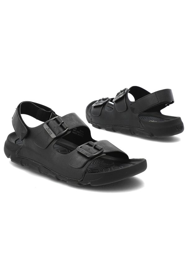 Czarne Sandały Jeep Stylowe Obuwie Męskie. Zapięcie: rzepy. Kolor: czarny. Sezon: lato. Styl: elegancki