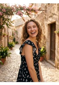 Sinsay - Wiskozowa sukienka maxi w kwiaty - wielobarwny. Materiał: wiskoza. Wzór: kwiaty. Długość: maxi #1