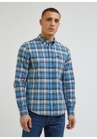 Lee - LEE BUTTON DOWN MĘSKA KOSZULA W KRATĘ KRATA ECRU 112341760. Typ kołnierza: button down