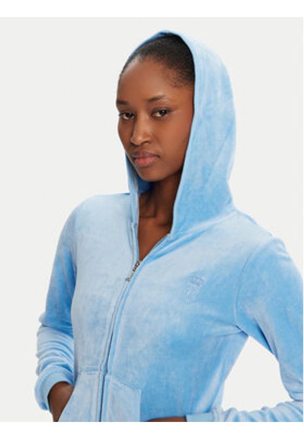 Juicy Couture Bluza Robyn JCSEBJ007 Niebieski Slim Fit. Kolor: niebieski. Materiał: welur, bawełna