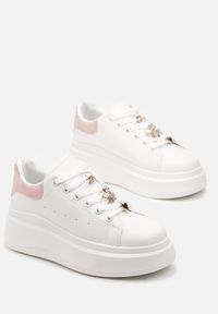 Born2be - Biało-Różowe Sneakersy na Platformie Ariadi. Okazja: na co dzień. Kolor: biały. Obcas: na platformie #2