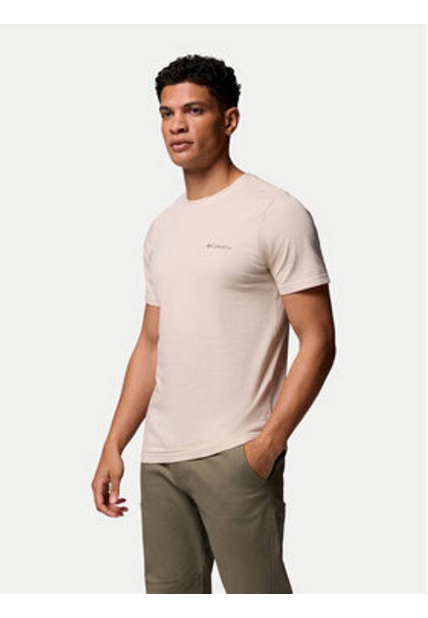 columbia - Columbia T-Shirt Rapid Ridge 1934824 Beżowy Regular Fit. Kolor: beżowy. Materiał: bawełna