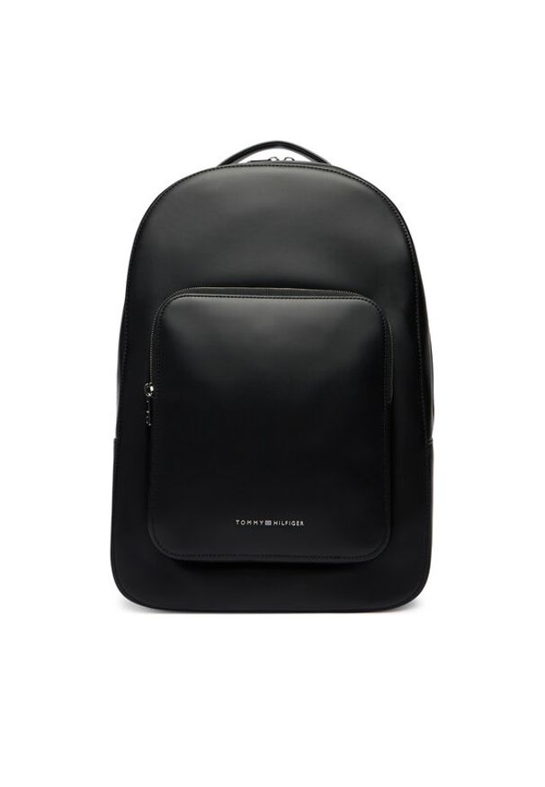 TOMMY HILFIGER - Tommy Hilfiger Plecak Th Business Leather Backpack AM0AM14162 Czarny. Kolor: czarny. Materiał: skóra