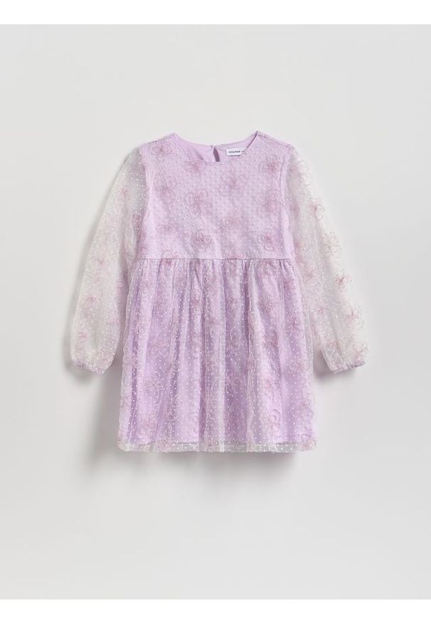 Reserved - Sukienka we wzory - lawendowy. Kolor: fioletowy. Materiał: tkanina