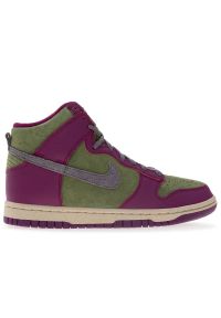 Buty damskie Nike Dunk High FB1273-500 - fioletowo-zielone. Kolor: fioletowy, zielony, wielokolorowy. Materiał: guma, syntetyk, skóra. Szerokość cholewki: normalna. Sezon: lato