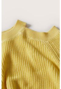 Mango Kids sweter bawełniany dziecięcy Shoulder kolor żółty. Kolor: żółty. Materiał: bawełna. Wzór: gładki #2