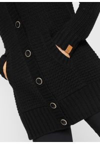 Sweter rozpinany z kapturem bonprix czarny. Typ kołnierza: kaptur. Kolor: czarny. Materiał: skóra. Długość: długie #3
