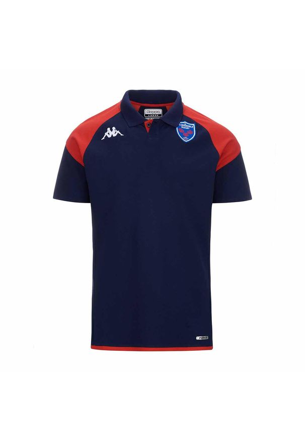 Kappa - Koszulka polo dla dzieci Grenoble ANGAT 7 2023/24. Typ kołnierza: polo. Kolor: niebieski, czerwony, wielokolorowy. Styl: elegancki, młodzieżowy