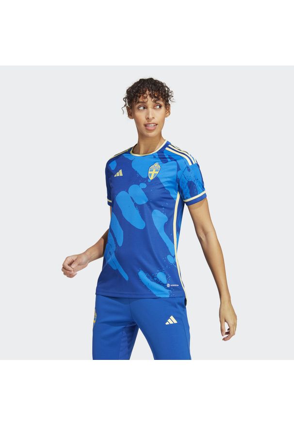 Adidas - Sweden Women's Team 23 Away Jersey. Kolor: niebieski. Materiał: jersey