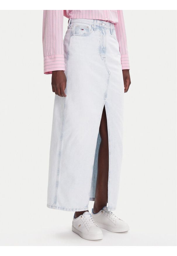 Tommy Jeans Spódnica jeansowa Claire DW0DW21069 Niebieski Regular Fit. Kolor: niebieski. Materiał: lyocell, bawełna