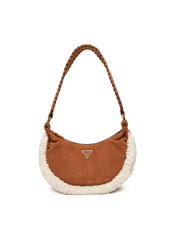 Guess Torebka Amita Mini HWSW95 39720 Brązowy. Kolor: brązowy. Materiał: skórzane, zamszowe