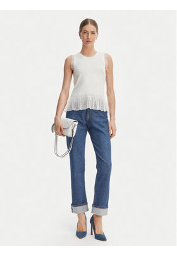 Rinascimento Bluzka CFM0012241003 Biały Slim Fit. Kolor: biały. Materiał: syntetyk