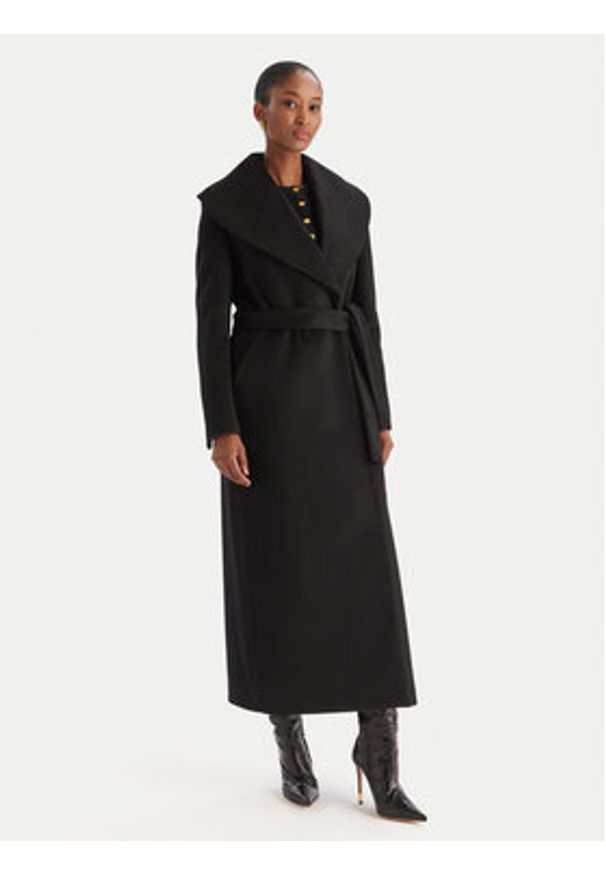 YES LONDON Płaszcz wełniany CD1218ECO Czarny Regular Fit. Kolor: czarny. Materiał: syntetyk