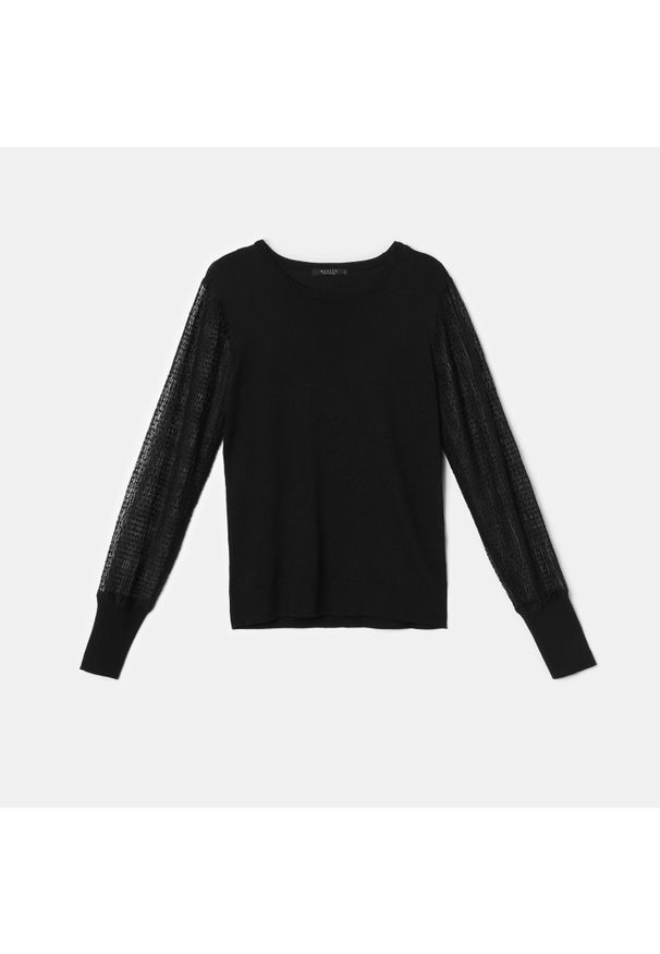 Mohito - Sweter z łączonych materiałów - Czarny. Kolor: czarny. Materiał: materiał