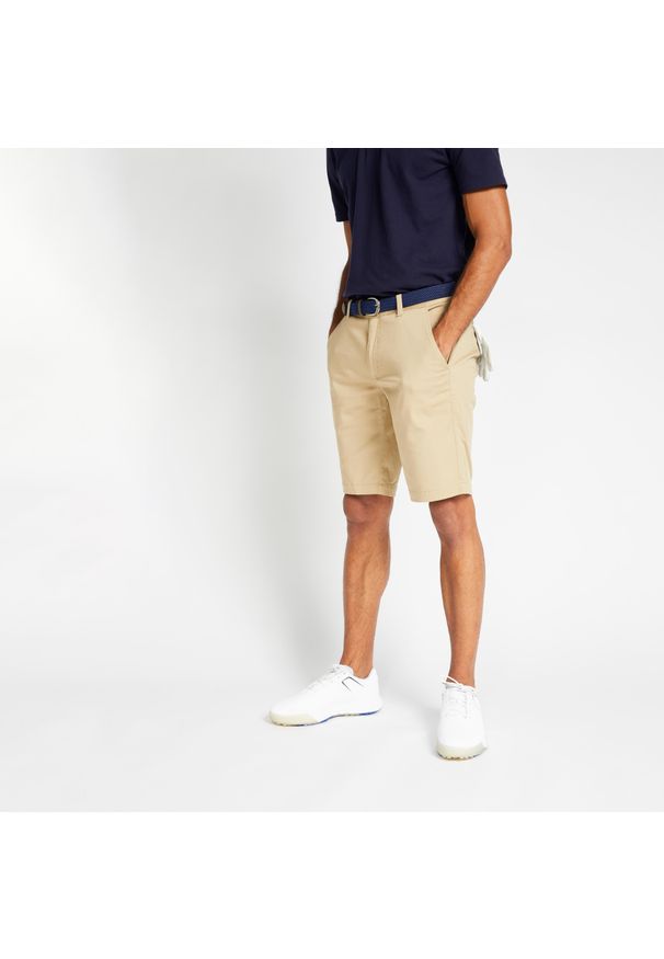 INESIS - Spodenki do golfa chino męskie Inesis MW500. Kolor: beżowy. Materiał: materiał, elastan, poliester, bawełna. Sport: golf