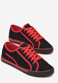 Born2be - Czarno-Czerwone Trampki Loruenn. Nosek buta: okrągły. Kolor: czarny. Materiał: materiał. Szerokość cholewki: normalna. Styl: klasyczny #5