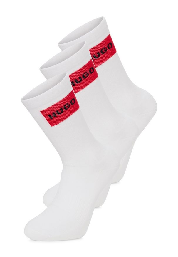Hugo - HUGO Skarpety w 3-paku Mężczyźni biały jednolity, 39-42. Kolor: biały. Materiał: bawełna. Wzór: jednolity