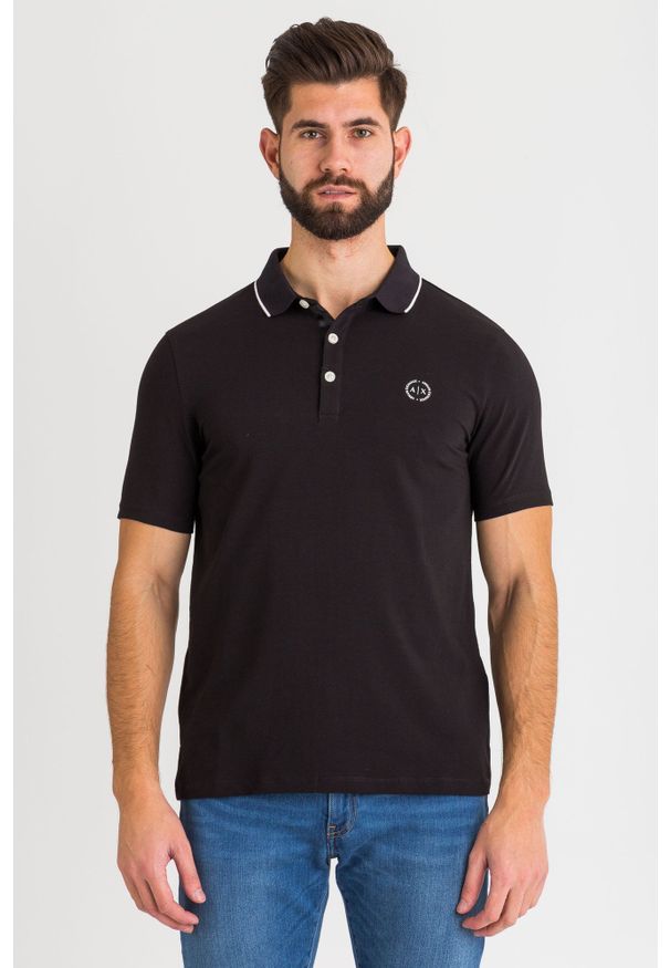 POLO Armani Exchange. Typ kołnierza: polo. Wzór: jednolity, nadruk. Styl: sportowy