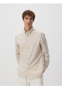 Reserved - Koszula regular z bawełny egipskiej - beżowy. Kolor: beżowy. Materiał: bawełna