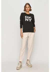 DKNY - Dkny - Spodnie. Kolor: różowy. Materiał: bawełna, poliester, dzianina. Wzór: gładki #3