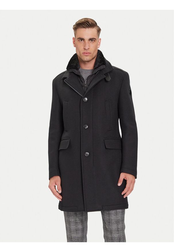 JOOP! Płaszcz wełniany 17 JC-36Mikos 30048430 Czarny Regular Fit. Kolor: czarny. Materiał: wełna