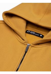 Ombre Clothing - Bluza męska rozpinana hoodie z nadrukami - musztardowa V2 B1423 - L. Kolor: żółty. Materiał: poliester, elastan, bawełna. Wzór: nadruk #5