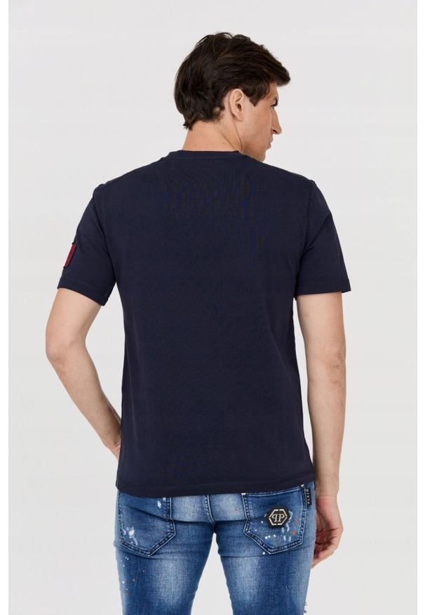 Aeronautica Militare - AERONAUTICA MILITARE Granatowy bawełniany t-shirt męski, Rozmiar XXL. Kolor: niebieski. Materiał: bawełna. Długość rękawa: krótki rękaw. Długość: krótkie