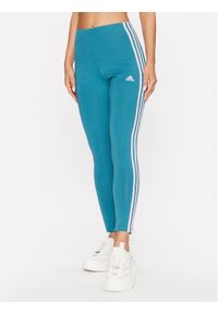 Adidas - adidas Legginsy Essentials 3-Stripes High-Waisted Single Jersey Leggings IL3378 Turkusowy. Kolor: turkusowy. Materiał: jersey, bawełna